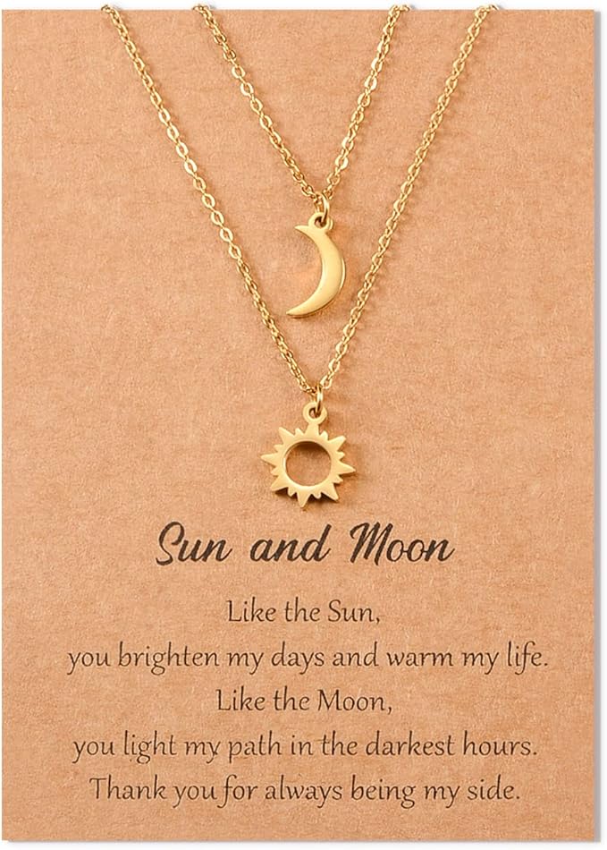 SUNSH 2-Piece Sun & Moon Necklace Set