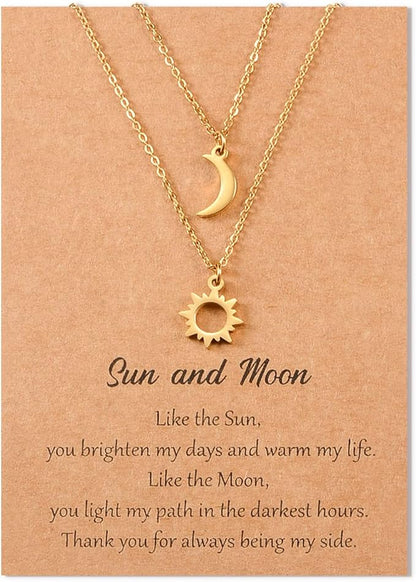 SUNSH 2-Piece Sun & Moon Necklace Set