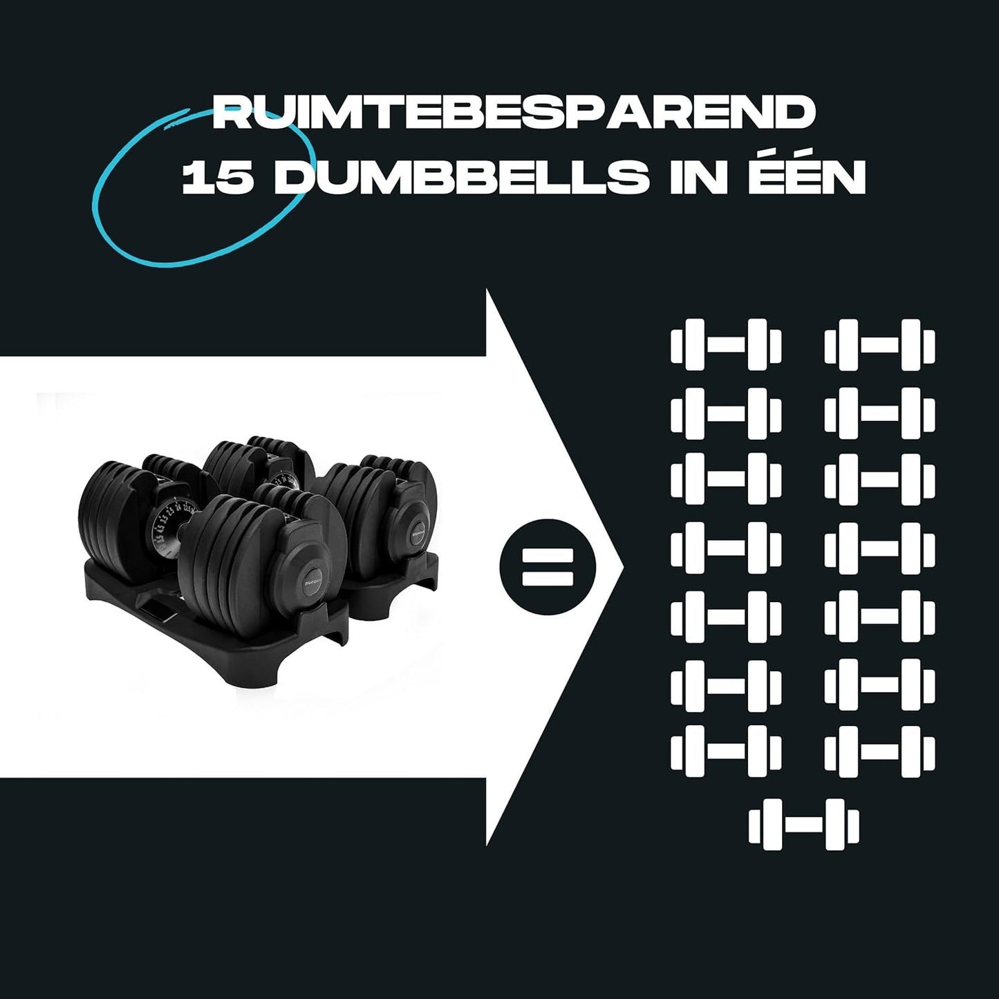 BRAINGAIN Adjustable Dumbbell Set 15 in 1 (Up to 24 Kg)