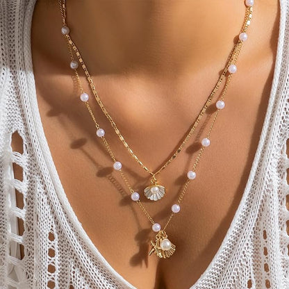 Gold Shell Layered Necklace