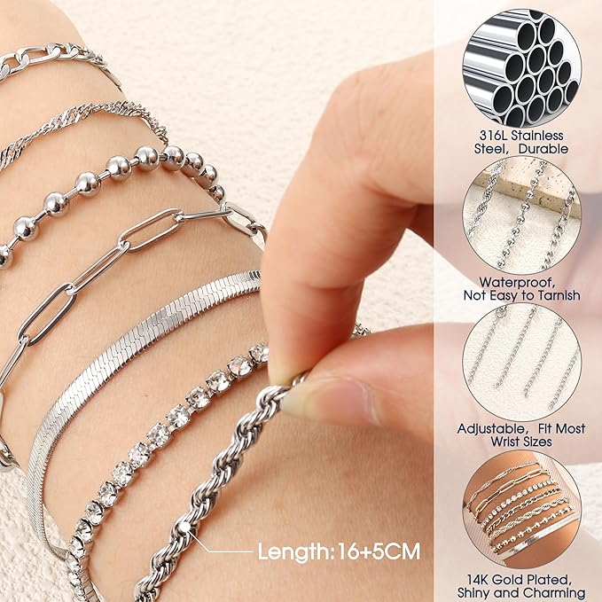 Adramata Women Bracelet Set Silver