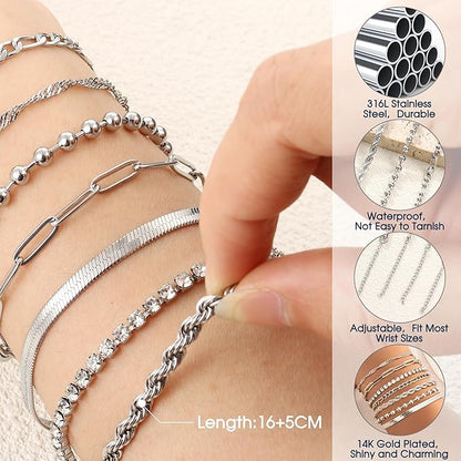 Adramata Women Bracelet Set Silver